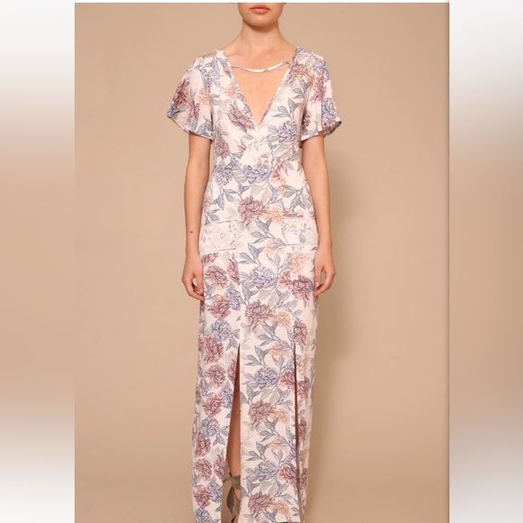 MINKPINK Women's Mysterious Floral Print V Neck Maxi Dress - Picture 4 of 11